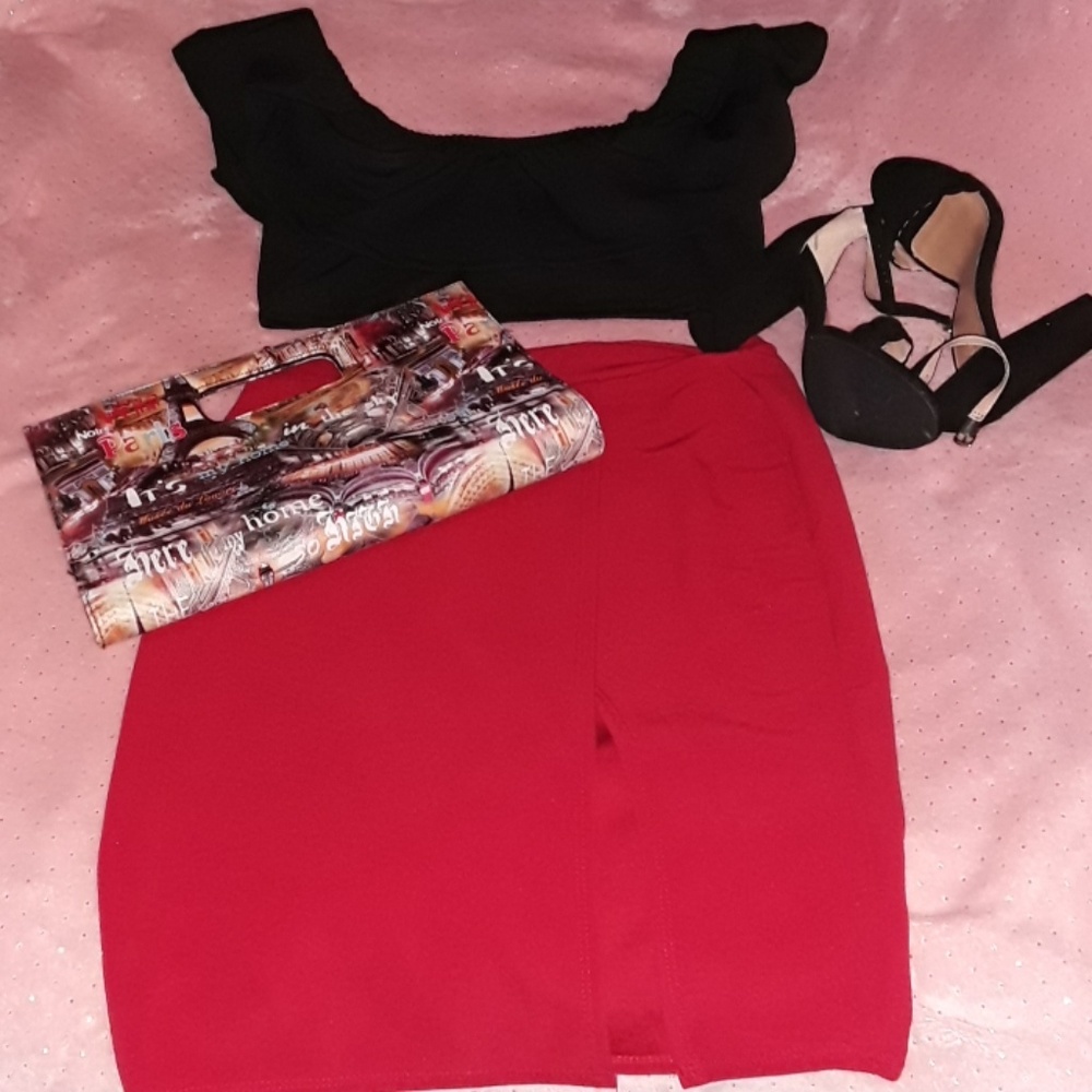 Faux wrap pencil skirt